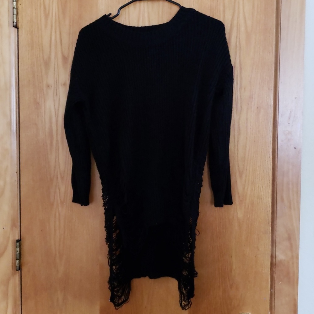 Super Distressed Grunge Black Sweater
